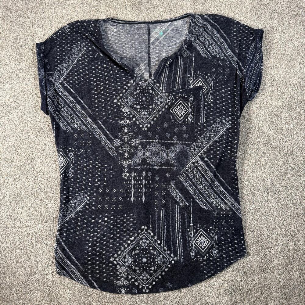 Kate & Sam Tunic Top L Patchwork Geometric Print Boho Southwestern Artisan Indie